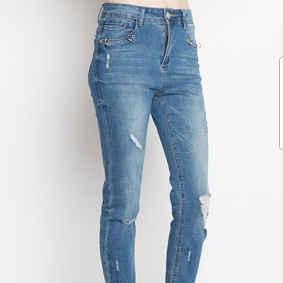 FLASH SALE! High Waisted Eyelet Detail Denim - Picture 8 of 8